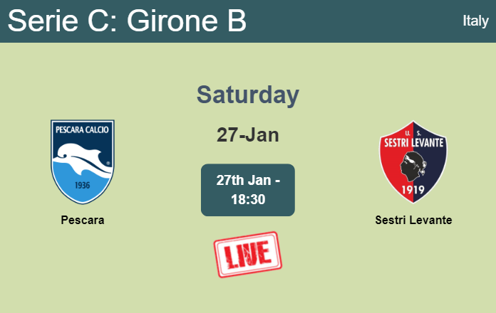 How to watch Pescara vs. Sestri Levante on live stream and at what time