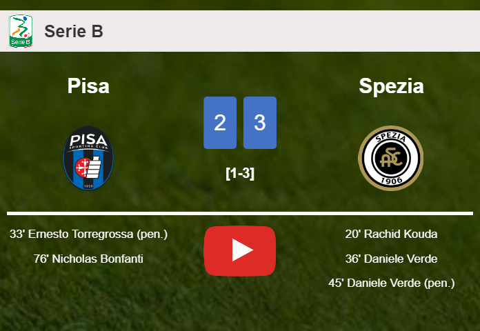 Spezia beats Pisa 3-2. HIGHLIGHTS