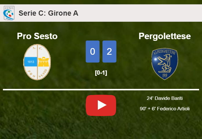 Pergolettese defeats Pro Sesto 2-0 on Sunday. HIGHLIGHTS