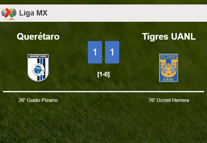 Querétaro and Tigres UANL draw 1-1 after Nicolás Ibañez didn't convert a penalty