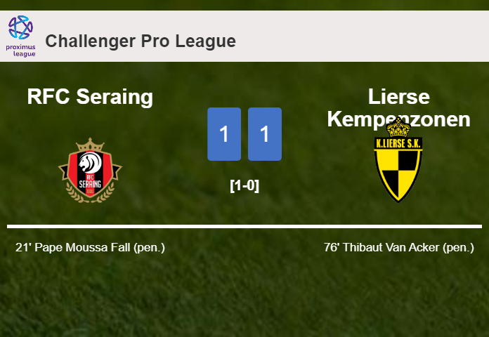 RFC Seraing and Lierse Kempenzonen draw 1-1 on Saturday