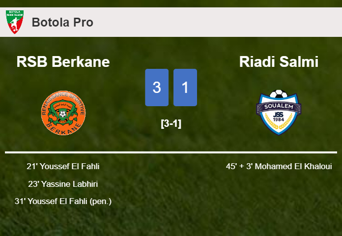 RSB Berkane defeats Riadi Salmi 3-1 with 2 goals from Y. El