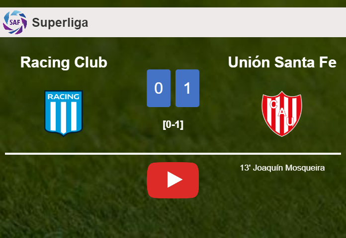 Unión Santa Fe conquers Racing Club 1-0 with a goal scored by J. Mosqueira. HIGHLIGHTS