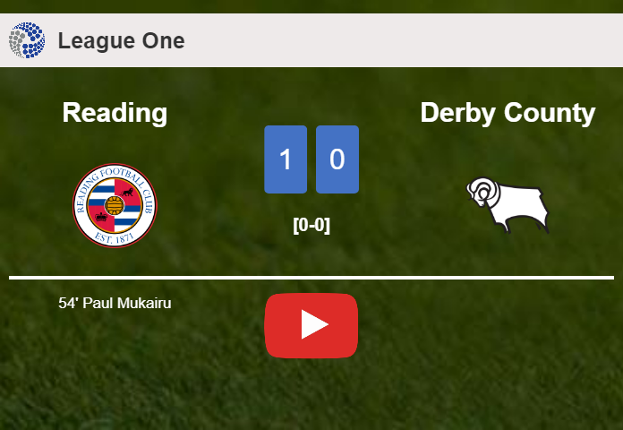 Reading conquers Derby County 1-0 with a goal scored by P. Mukairu. HIGHLIGHTS