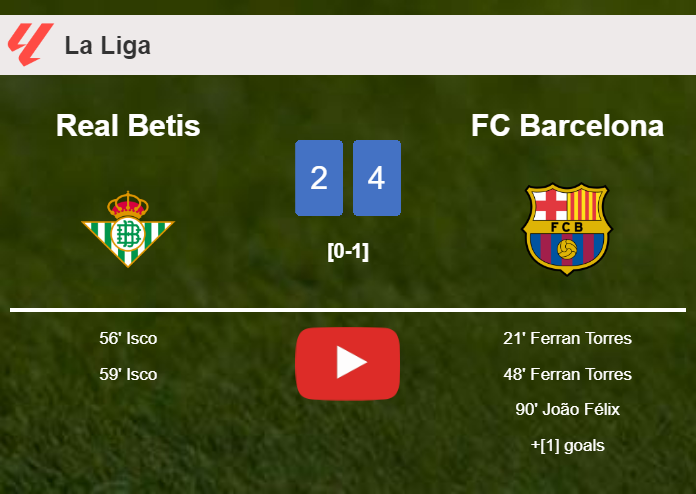 FC Barcelona defeats Real Betis 4-2. HIGHLIGHTS