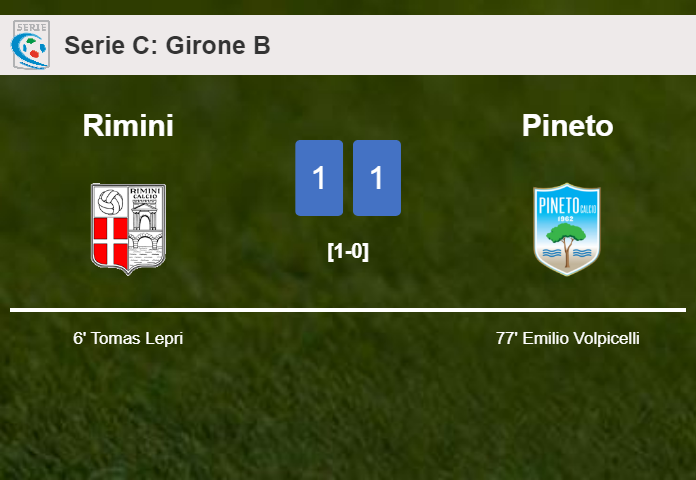 Rimini and Pineto draw 1-1 on Sunday