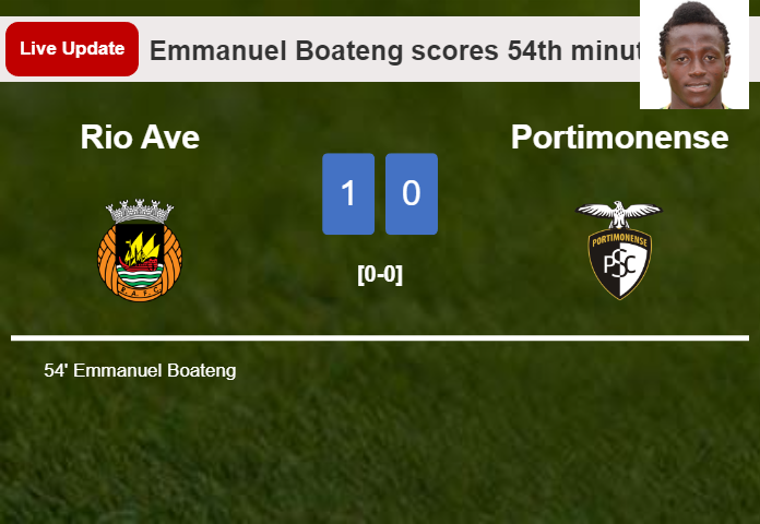 LIVE UPDATES. Rio Ave leads Portimonense 1-0 after Emmanuel Boateng scored in the 54th minute