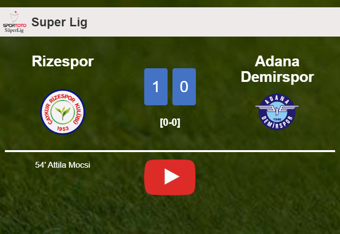 Rizespor defeats Adana Demirspor 1-0 with a goal scored by A. Mocsi. HIGHLIGHTS
