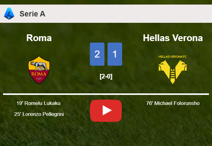 Roma overcomes Hellas Verona 2-1. HIGHLIGHTS