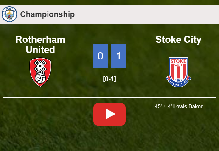Stoke City defeats Rotherham United 1-0 with a goal scored by L. Baker. HIGHLIGHTS