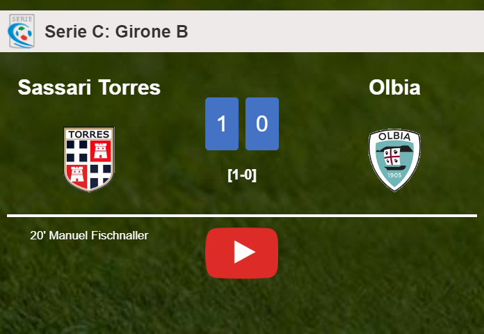Sassari Torres prevails over Olbia 1-0 with a goal scored by M. Fischnaller. HIGHLIGHTS