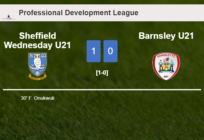 Sheffield Wednesday U21 tops Barnsley U21 1-0 with a goal scored by F. Onukwuli