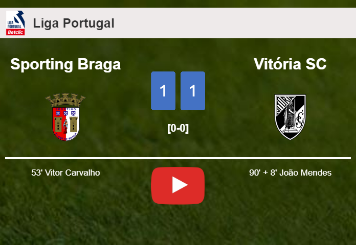 Vitória SC clutches a draw against Sporting Braga. HIGHLIGHTS