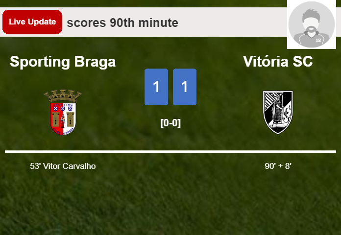 LIVE UPDATES. Vitória SC draws Sporting Braga with a goal from João Mendes in the 90th minute and the result is 1-1