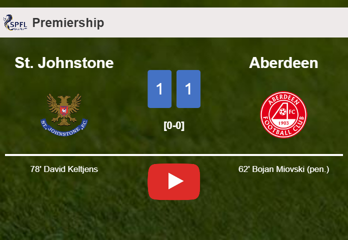 St. Johnstone and Aberdeen draw 1-1 on Thursday. HIGHLIGHTS