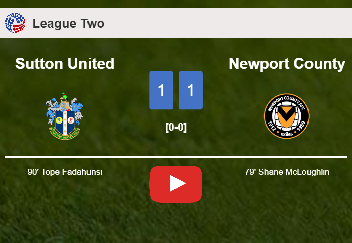 Sutton United grabs a draw against Newport County. HIGHLIGHTS