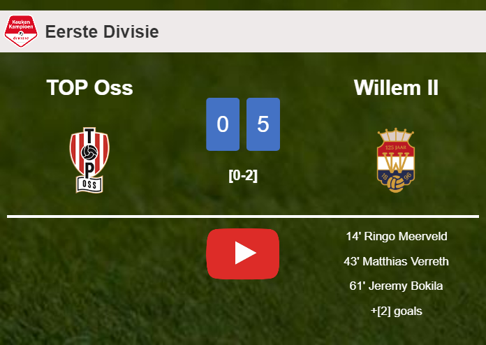 Willem II tops TOP Oss 5-0 after playing a incredible match. HIGHLIGHTS