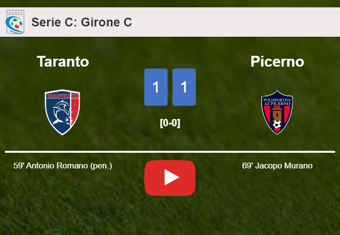 Taranto and Picerno draw 1-1 on Friday. HIGHLIGHTS