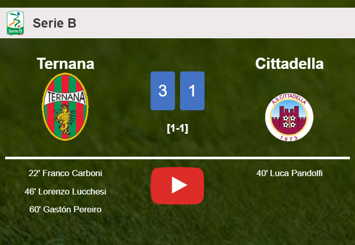 Ternana conquers Cittadella 3-1. HIGHLIGHTS