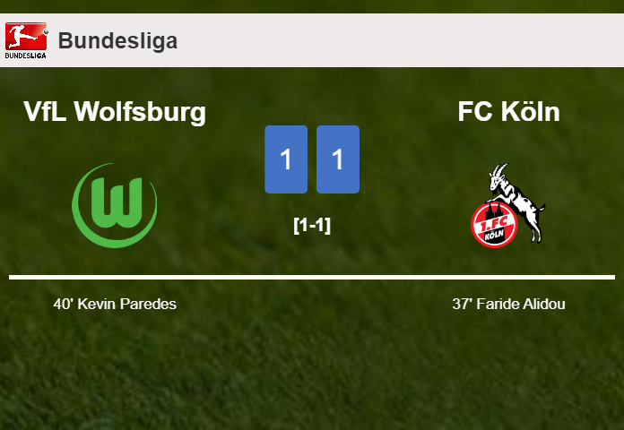 VfL Wolfsburg and FC Köln draw 1-1 on Saturday