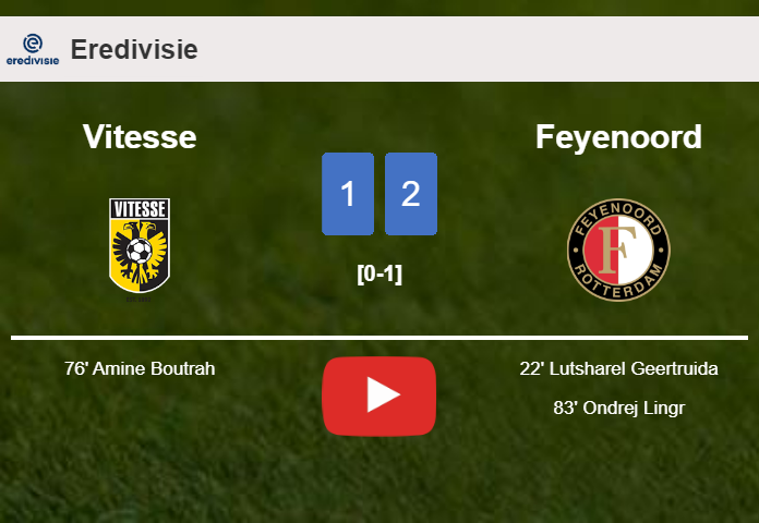 Feyenoord conquers Vitesse 2-1. HIGHLIGHTS