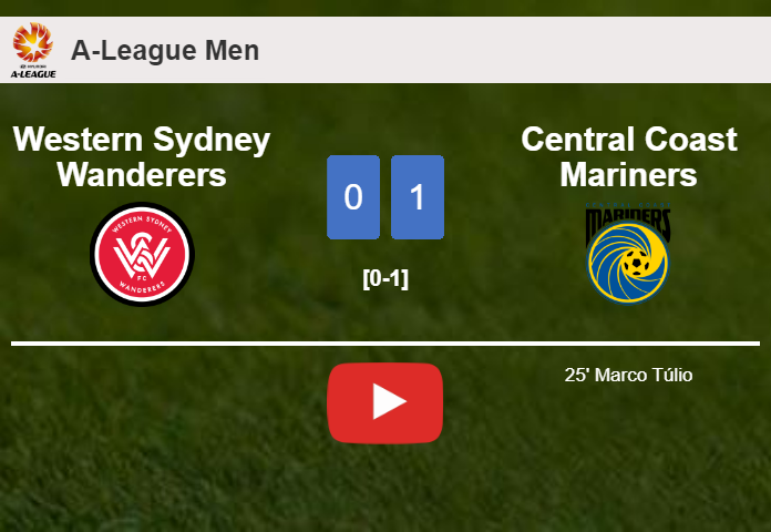 Central Coast Mariners conquers Western Sydney Wanderers 1-0 with a goal scored by M. Túlio. HIGHLIGHTS