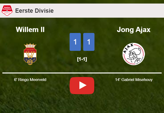Willem II and Jong Ajax draw 1-1 on Friday. HIGHLIGHTS