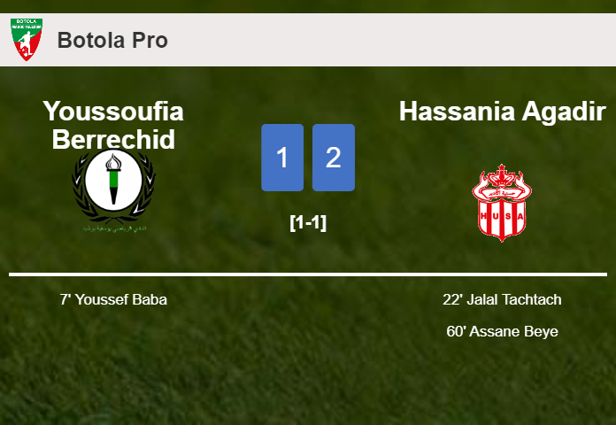 Hassania Agadir recovers a 0-1 deficit to beat Youssoufia Berrechid 2-1