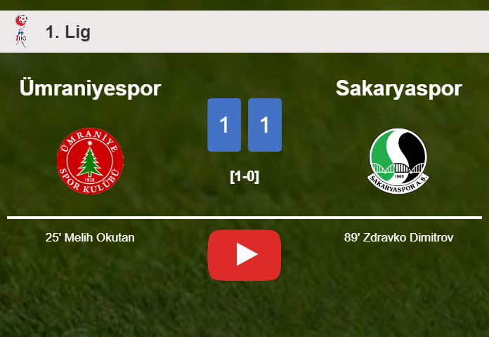 Sakaryaspor snatches a draw against Ümraniyespor. HIGHLIGHTS