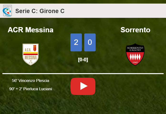ACR Messina defeats Sorrento 2-0 on Wednesday. HIGHLIGHTS
