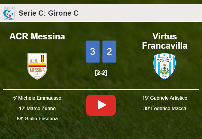 ACR Messina beats Virtus Francavilla 3-2. HIGHLIGHTS