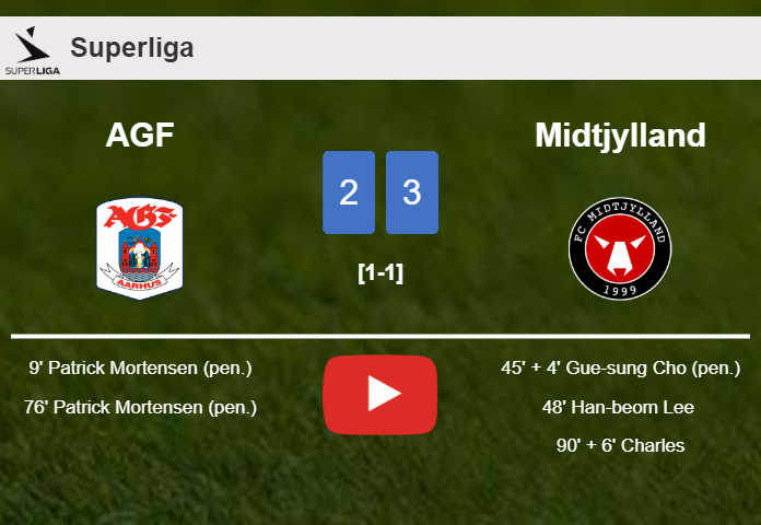 Midtjylland conquers AGF 3-2. HIGHLIGHTS