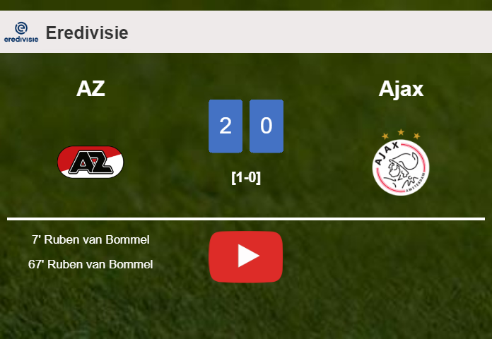 R. van scores 2 goals to give a 2-0 win to AZ over Ajax. HIGHLIGHTS