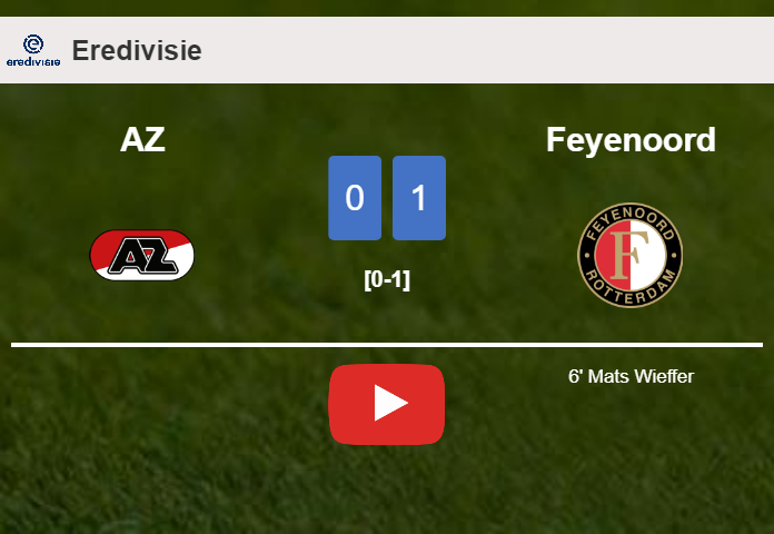 Feyenoord defeats AZ 1-0 with a goal scored by M. Wieffer. HIGHLIGHTS