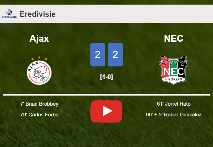 Ajax and NEC draw 2-2 on Sunday. HIGHLIGHTS