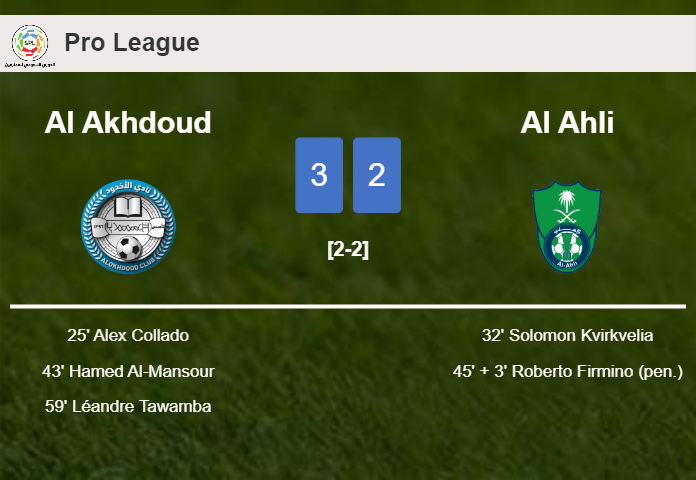 Al Akhdoud beats Al Ahli 3-2