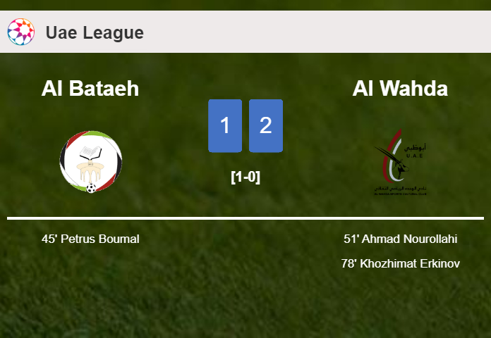 Al Wahda recovers a 0-1 deficit to beat Al Bataeh 2-1