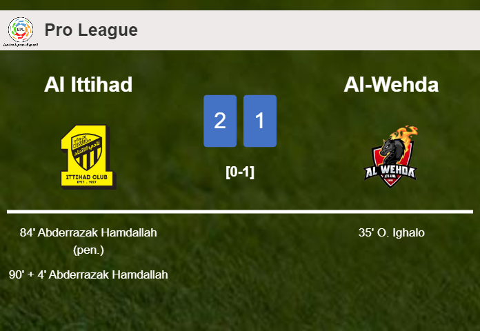Al Ittihad recovers a 0-1 deficit to top Al-Wehda 2-1 with A. Hamdallah scoring 2 goals