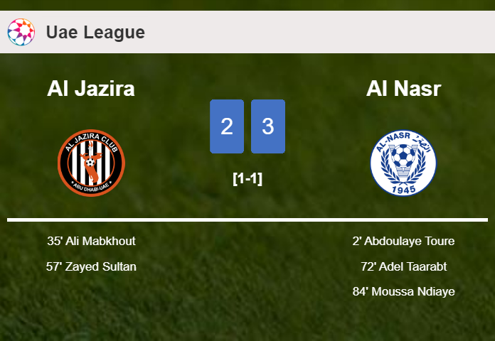 Al Nasr defeats Al Jazira after recovering from a 2-1 deficit