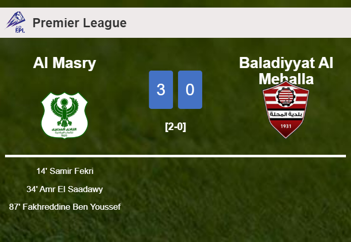 Al Masry overcomes Baladiyyat Al Mehalla 3-0