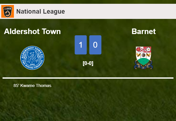 Aldershot Town defeats Barnet 1-0 with a late goal scored by K. Thomas