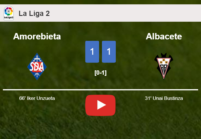 Amorebieta and Albacete draw 1-1 on Sunday. HIGHLIGHTS