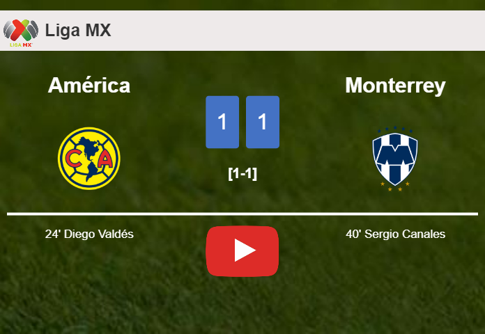 América and Monterrey draw 1-1 on Saturday. HIGHLIGHTS