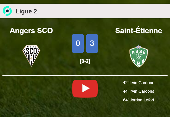 Saint-Étienne estinguishes Angers SCO with 2 goals from I. Cardona. HIGHLIGHTS