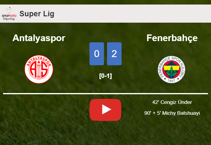 Fenerbahçe beats Antalyaspor 2-0 on Saturday. HIGHLIGHTS