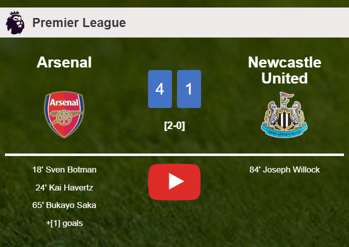 Arsenal crushes Newcastle United 4-1 after playing a fantastic match. HIGHLIGHTS