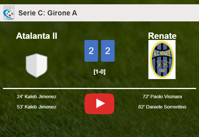 Renate manages to draw 2-2 with Atalanta II after recovering a 0-2 deficit. HIGHLIGHTS