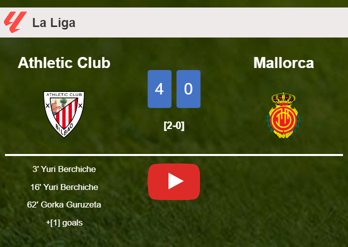 Athletic Club destroys Mallorca 4-0 with an outstanding performance. HIGHLIGHTS