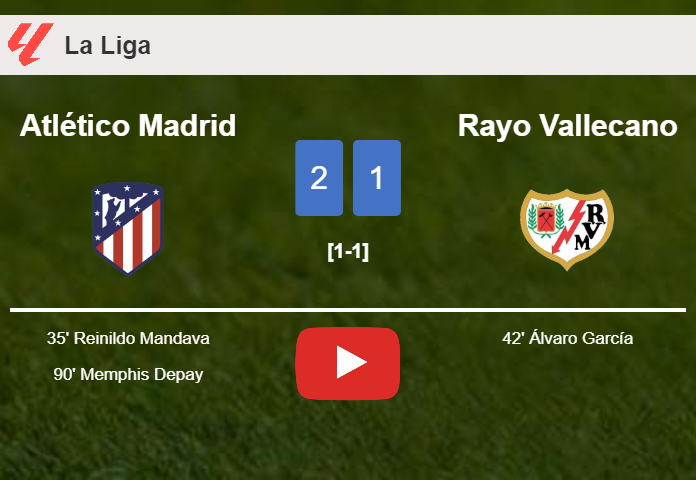 Atlético Madrid seizes a 2-1 win against Rayo Vallecano. HIGHLIGHTS