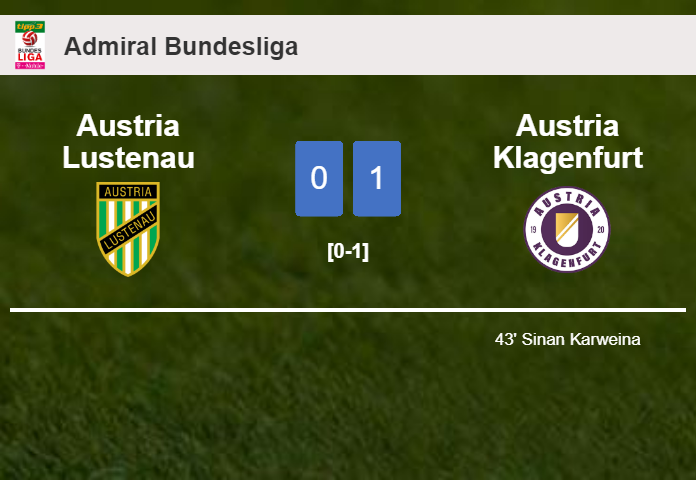 Austria Klagenfurt overcomes Austria Lustenau 1-0 with a goal scored by S. Karweina